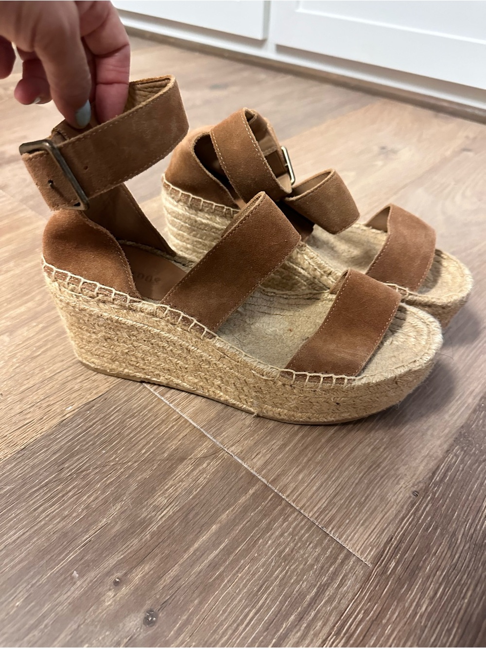 Espadrille Wedge Sandals in Brown Suede